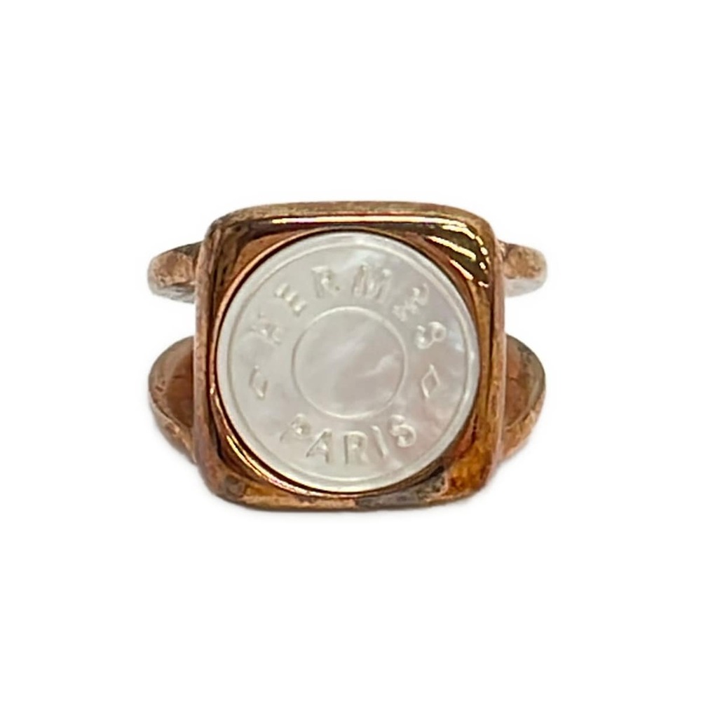 Hermès Corozo Ring Rose Gold White Shell Hardware Shell Serie